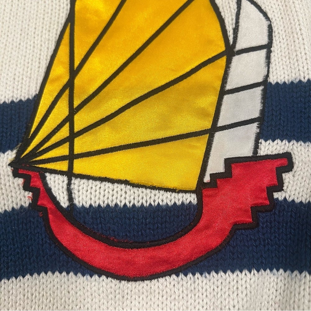 Vintage BARBRA SUE Nautical White and Navy Crew Neck Sweater | Short Sleeves | M - Picture 3 of 12